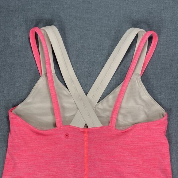 Lululemon Tank Top Women 4 Coral Run For Gold Built In Bra Athletic Run Yoga Gym - Picture 5 of 13
